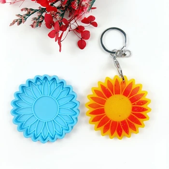 Sun Flower Keychain Epoxidové Živice Formy Krúžok na kľúče Prívesok, Náušnice, Silikónové Formy DIY Remesiel Šperky Odlievanie Nástroj