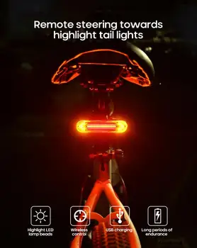 Bezdrôtový USB, Diaľkové Ovládanie smerovku Laser Cyklistické Príslušenstvo Športové Cyklistické Osvetlenie, Požičovňa Bicyklov Zadné LED zadné Svetlo