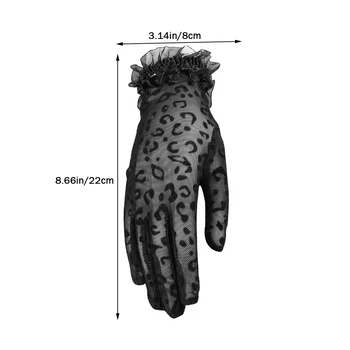 1 Pár Krátkych Čipky Rukavice Módne Žena Sexi Sieťované Plný Rukavice Pre Svadobné Party Vintage Leopard Sheers Jazdecké Rukavice Nové