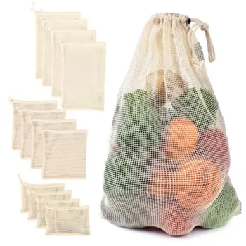 Zelená supermarket nakupovanie bavlna čistého vrecka string string úst ovocia a zeleniny, tašky