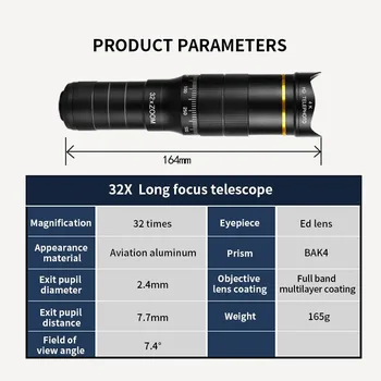 Tongdaytech 32X rozloženie izieb 28x Telefón Ďalekohľad Objektív Zoom Objektív rybie oko širokouhlý Makro Lente S Statívy Radič Pre Iphone Samsung