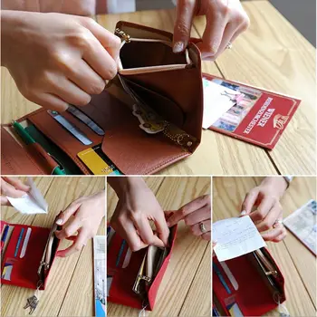 Farebné Kožené Trifold Peňaženky Karty Držiteľa Pasu Zip Taška Prípade Spojka Messenger pre Ženy