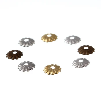 100ks Gold/Ródium/Striebro/Antickej Bronzovej Farbe Kovu Kvet koncovky Zásobník Base fit Otvoru 5mm Pearl Korálky DIY Šperky Zistenia