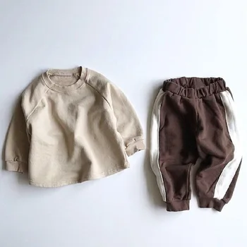 2021 detí jeseň nový dvoch dielna sada chlapčenské a dievčenské kórejský obyčajný tón sveter a nohavice bežné vyhovovali deti oblečenie