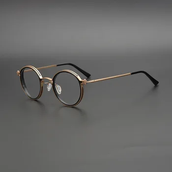 Japonský Hand-Made Okrúhle Okuliare Optické Okuliare, Rám Muži Ženy Titán Acetát Predpis Retro Krátkozrakosť Okuliare