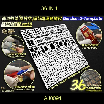 AJ0094 Gundam Telo Detail Úprava plátkov čipov-tvarované Bodovanie Pomocné Pravítko na MG (36 prípadov základné pomocné typ)