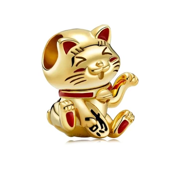 Nové Šťastie Mačka Dreamcatcher Zlaté Zirkón Šumivé Korálky Fit Pôvodné Pandora Kúzlo Náramok Striebornej Farbe DIY Ženy Šperky Darček