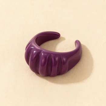 Harajuku Farebné Akrylové Živice Twist Croissant Otvoriť Krúžky Jednoduchý Nepravidelných Geometrické Oválne Ukazovák Krúžok Pre Ženy Šperky