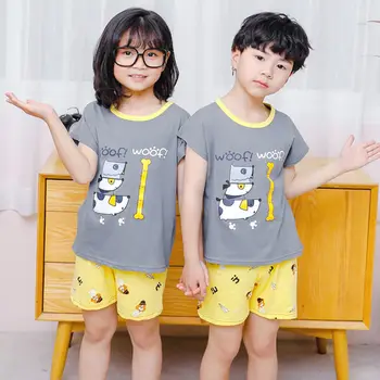 Dievčenské Pyžamo Zvierat Cartoon detské Oblečenie Dieťa Lete Sleepwear Bavlna Cartoon Dieťa Krátky Rukáv Odev 2ks Oblek