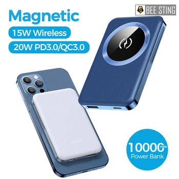Magnetické Wireless Power Bank 15W QI Bezdrôtovú Nabíjačku 10000mAh Moc Banka Pre iPhone 12 Pro Prenosný Mini Mobilného Batérie