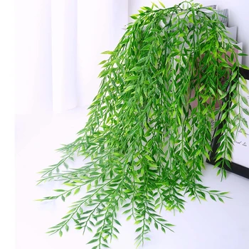 2021 Nové Umelé Plačúcich Willow Plastové Rastliny Zelene Listy Falošné Visí Viniča Dekor