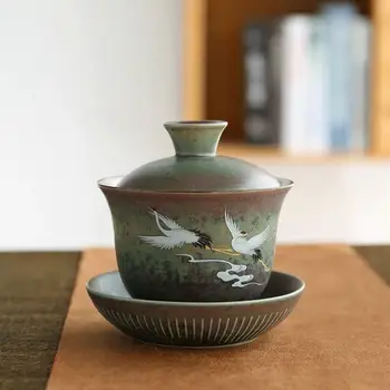 Vintage Keramické Gai Wan Cha Veľký Počet Kráľ Kung Fu Čaj Proti-Scalding Čaj Sancai Misy Jeden Domov Sopera De Ceramica Gaiwan
