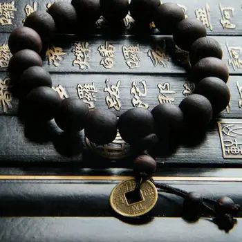 12 MM Imitácia Čiernej Broskyňa Dreva Perličiek Náramky Dreva Budhistické Tibete Ornament Buddha Malá Náramok na Zápästí Perličiek Náramok Modlitba