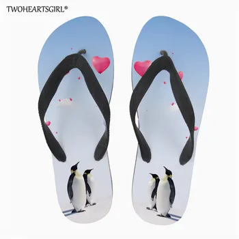 Twoheartsgirl Penguin Žien Flip Flops Topánky, Sandále, Papuče, Krytý Flip-flops Pláži Papuče zapatos mujer Vaňa Papuče