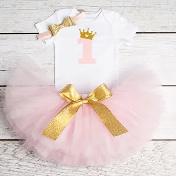 Baby Dievčatá Princezná Prvé Narodeniny List Šaty Batoľa Dievčatá Krst Pestuje Oblečenie Dieťa Jednorožec Strany Tutu Šaty