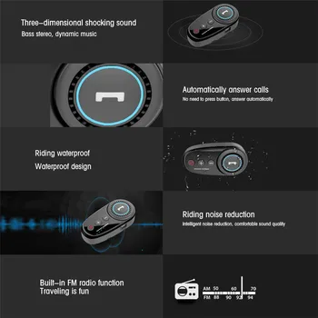 Hot Predaj!! FM Bluetooth 5.0 Motocyklových Jazdcov Prilba Bluetooth Intercom 4.1 Headset palubného telefónu Audio Kit