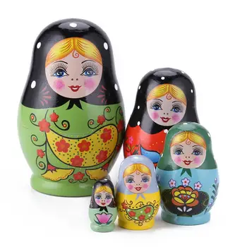 1 Nastavte Hniezdenie Bábiky Farby Maľované ruskej Matryoshka Bábika Ručné Remeslá ruskej Hniezdenie Bábiky Baby Hračky Dievča Bábiku veľkoobchod