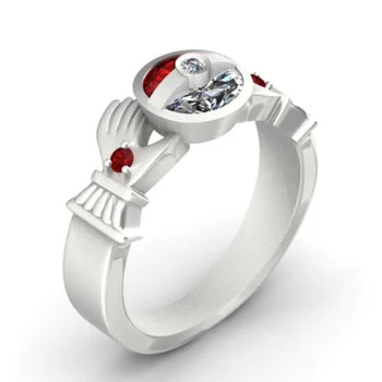Móda Roztomilý Červený Biely Zirkón Kameň Crystal Ball Snubné Prstene pre Ženy, Dievčatá Pokemon Zásnubný Prsteň Boho Šperky 2021