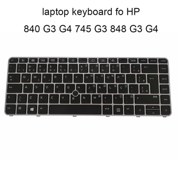 OVY podsvietená klávesnica pre HP Elitebook 840 848 G3 G4 745 G3 901042 201 black notebooky KB a strieborný rám Trackpoint BR Brazílsky