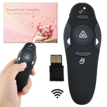 2.4 GHz Wireless Presenter Červený Laser Ukazovatele Pero USB Prijímač RF Diaľkové Ovládanie Strane Zase PPT Prezentácie programu Powerpoint