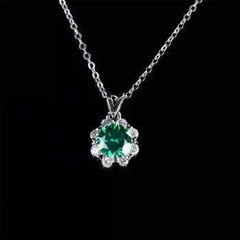 BELLA BOX Modrá Zelená Moissanite Prívesok Náhrdelníky Pre Ženy, Dievča 2ct 925 Sterling Silver Kvet Zapojenie Šperky Ženské Dary