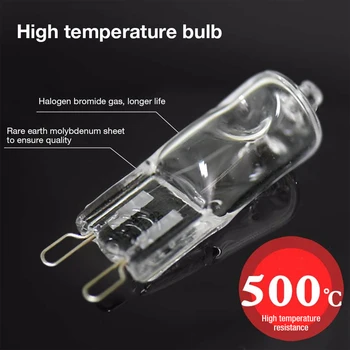 6PCS G9 Rúra Svetlo Vysokým teplotám Odolná Halogénová Žiarovka Žiarovka Pre Chladničky Rúry Fanúšikov 40W 500℃ 9mm Pin Žiarovka