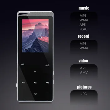 MP3 Prehrávač s Bluetooth Reproduktor Dotykový kľúč vstavaná 8GB, 16GB HiFi Kovové Mini Prenosné Chodiť človek s rádio FM nahrávania