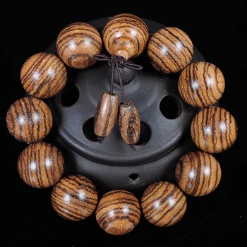 1pc Tiger Vzor Buddha Okrúhle Korálky Strane String Šperky Vietnam Agarwood Drevené Náramky Mužov Vianočný Darček Veľkoobchod