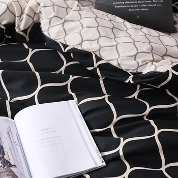 Bytový Textil Moderné Geometrické Vytlačené posteľná bielizeň Nastaviť Black Perinu Nastaviť Kráľ/Kráľovná/Europe/USA/Austrália Prikrývka/Deka Kryt Sady