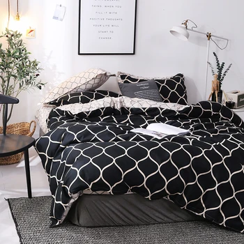 Bytový Textil Moderné Geometrické Vytlačené posteľná bielizeň Nastaviť Black Perinu Nastaviť Kráľ/Kráľovná/Europe/USA/Austrália Prikrývka/Deka Kryt Sady
