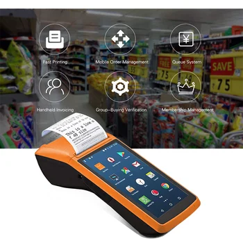 POS Terminál PDA Android 8.1 Ručné Reštaurácia, Obchod pokladnice Bezdrôtový Bill Stroj Tepelnej Tlačiarne, Mobilné 3G WIFI