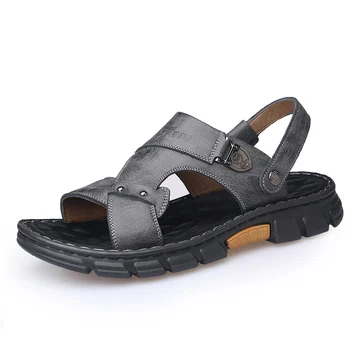 Sandále Mužov 2021 Nové Letné Kožené Papuče, pánske Plážové Topánky Trendy Bežné Nosenie Sandále A Papuče