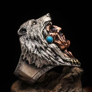 Punk Viking Prstene pre Mužov Egyptský Faraón Vlk Hlavu Divokých Zvierat Krúžok Osobnosti Etnických Dizajn Vintage Šperky Veľkoobchod