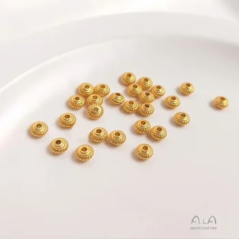 10 Ks/set Matná Zlatá Farba Svietidla Perličiek Dištančné Korálky, Ručne vyrábané DIY Šperky Náramok, Náhrdelník Voľné Guľôčky Príslušenstvo