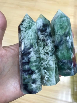 Vysoko Kvalitné Prírodné Suroviny Snowflake Fluorite Crystal Bod, Dekoračné Kamene A Minerály Uzdravenie Wands Energie Veža Šperky