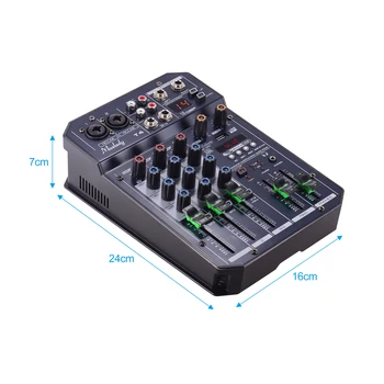 Muslady T4 Audio Mixe 4-Kanálové Zvukové Karty Miešanie Konzoly, Audio Mixer Vstavaný 16 DSP 48V Phantom Podporuje BT Pripojenie MP3