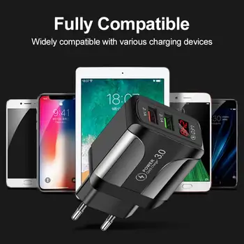 Rýchle Nabíjanie 3.0 USB Nabíjačka Pre IPhone 12 Pro Max 11 Xiao Samsung Huawei 3A Digitálny Displej Rýchle Nabíjanie Stenu Nabíjačka Telefónu