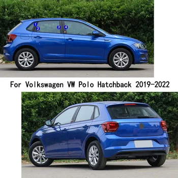 Auto Materiálu PC Pilier Post Kryt Dvere, Okno Orezania Piano Black Liatie Nálepky Doska Pre Volkswagen VW Polo Hatchback 2019-2022