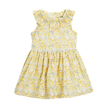 Malý Maven 2021 Letné Šaty pre Dievčatká Žltá Kvetinový Elegantné Oblečenie Šaty Pekná a Pohodlie Detské Šaty
