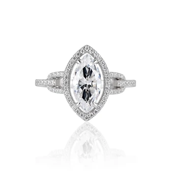Wong Dážď 925 Sterling Silver Marquise Rez Vytvorený Moissanite Diamantov, Drahých Kameňov, Svadobné Zapojenie Jemné Šperky Krúžok Pre Ženy