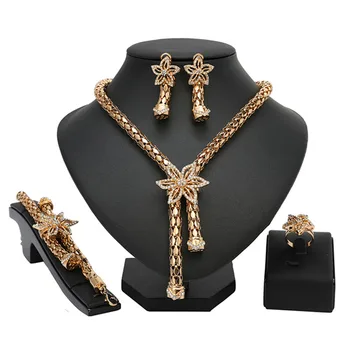 2021 Nigérijský Svadobné Žena Príslušenstvo Šperky Set Značky Dubaj Zlaté Šperky Nastaviť Veľkoobchod Módne Afriky Korálky Šperky Set
