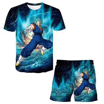 2021 lete Wukong super blue deti T-shirt Nastaviť Chlapčenské tričko dievčenské krátke sleeve T-shirt šortky 2-dielny detský set