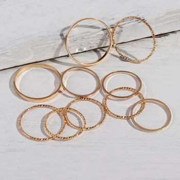 10 Ks/Set 2020 Módne Jednoduchý Dizajn anillos Vintage Zlato Strieborná Farba Spoločné Prstene Sady pre Ženy Šperky kórejská Verzia Spoločné