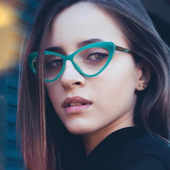 Sexy Cateye Rám Pre Dámske Optické Sklá Zelená Transparentná Okuliare Okuliare Žena Vintage Mačacie oko, dioptrické Okuliare Oculos