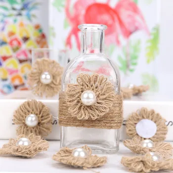 3D Diy Handmake Konope Kvet Party Dekorácie Pearl Flower Diy Príručka Kvet Bielizeň Luk Dekor na Fľaše, Tašky Domov Vianočný Dekor