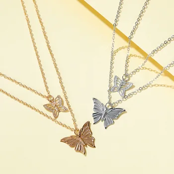 KRÁĽOVNÁ ELISA 2021 Zlatá Farba Viacvrstvových Motýľ Náhrdelník pre Ženy Kúzlo Clavicle Reťazca Prívesok Náhrdelník Módne Šperky Nové