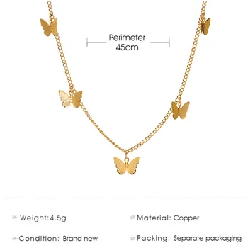 KRÁĽOVNÁ ELISA 2021 Zlatá Farba Viacvrstvových Motýľ Náhrdelník pre Ženy Kúzlo Clavicle Reťazca Prívesok Náhrdelník Módne Šperky Nové