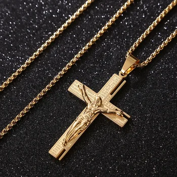 Ježiš Kristus Kríž Prívesok Náhrdelník Dať Mužov Zlatý Kríž Prívesok Náhrdelník Veriaci Šperky Darček
