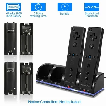 Nabíjací Stojan Pre Wii Remote Controller 2/4 Nabíjateľnú Batériu, Wii Controller Pre Rukoväť Nabíjací Dock