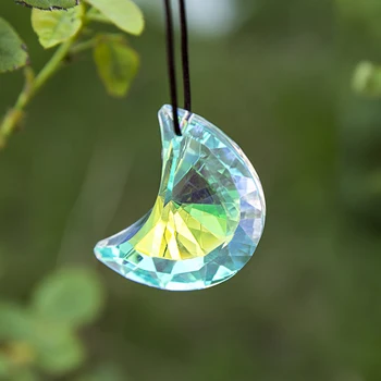 H&D Farba Crystal Mesiac Ornament Časti Rainbow Maker Crystal Prism Slnko Chytá Prívesok Narodeninovej Párty Dekorácie